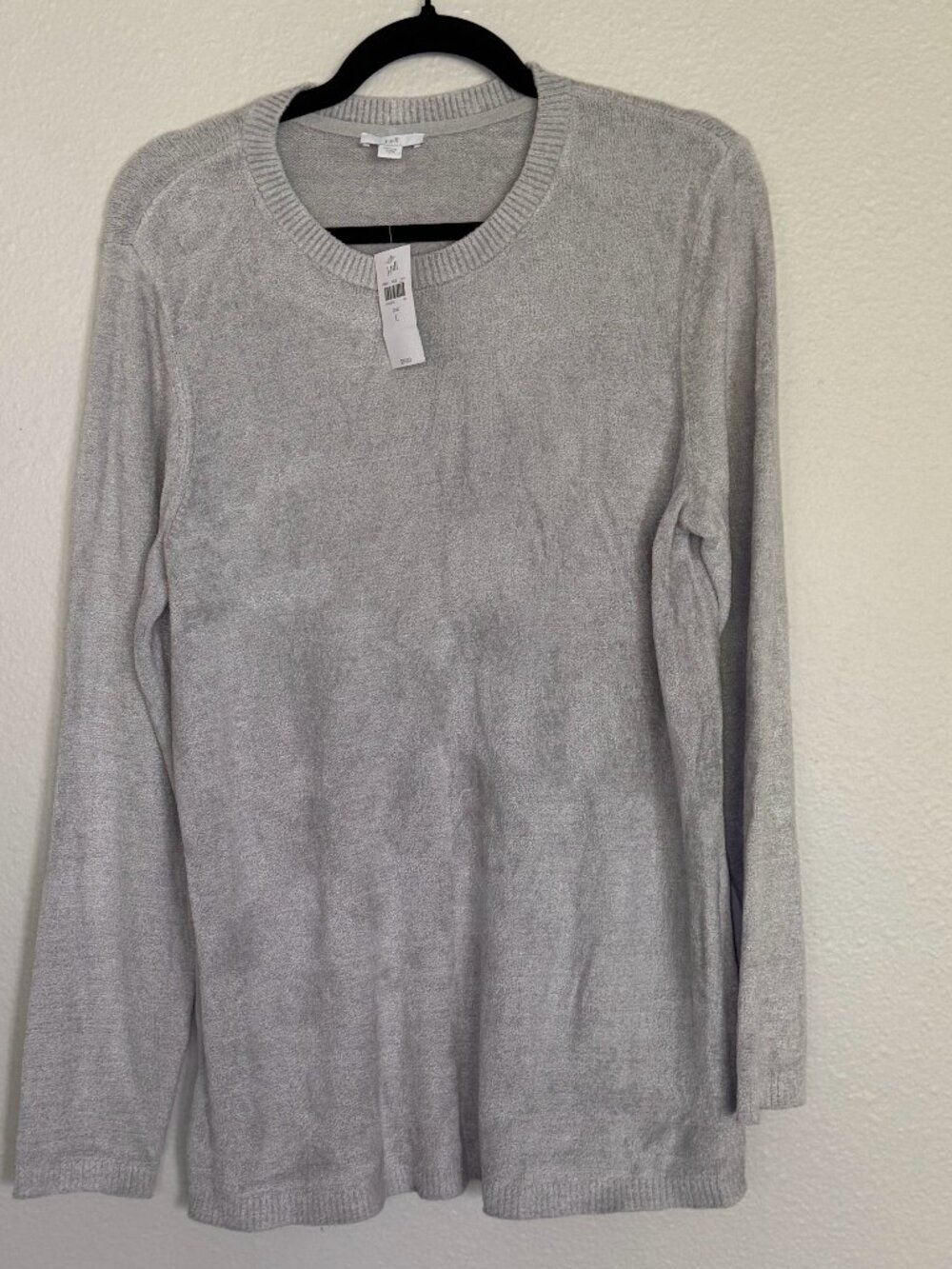 NWT J. Jill Gray Crewneck Knit Sweater L Zinc Viscose Blend Soft Minimalist